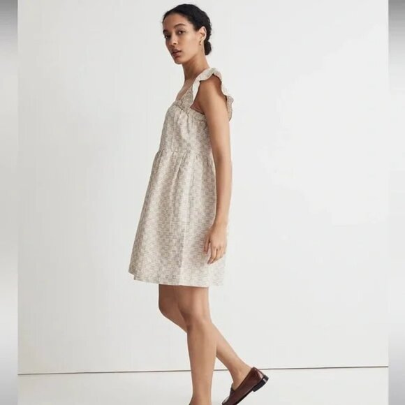 Madewell Flutter Sleeve Mini Dress in Striped Jacquard - Picture 2 of 9